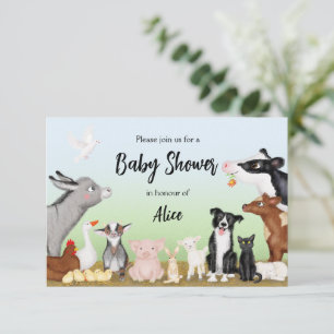 Kute farm waarop het baby shower is aangevraagd (k kaart