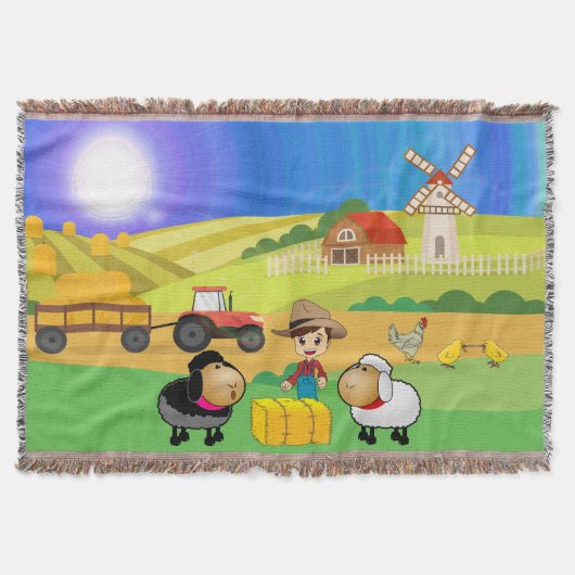 Kute Farmhouse, Sheep en Chicken Deken (Voorkant)