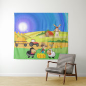 Kute Farmhouse, Sheep en Chicken Wandkleed (In Situ (horizontaal))