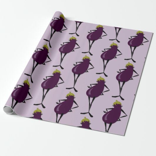 KUTE FASHIONISTA EGGPLANT PATROON WRAPPINGPAPIER CADEAUPAPIER (Uitgerold)