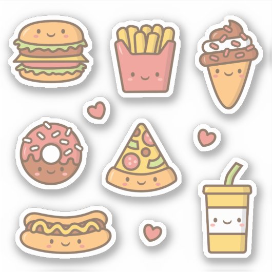 Kute Fast Food Lovers Thleed Set Sticker (Voorkant)