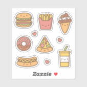 Kute Fast Food Lovers Thleed Set Sticker (Vel)