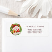 Kute Father Santa Wreate kerstAdresetiketten Etiket (Insitu)