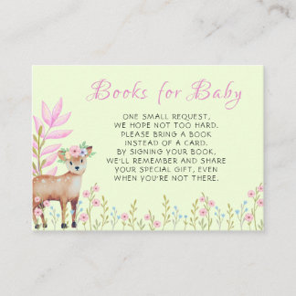 Kute Fawn Baby shower Book Request Enclosure Kaart