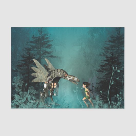 Kute fee met stoomdraak tissuepapier (Voorkant)