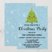 Kute feestdagen met kerstmis Groene Boom Blauwe sn Kaart (Voorkant / Achterkant)