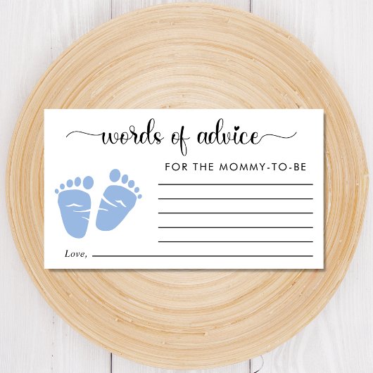 Kute Feet Baby Boy Shower — Woorden van advies Informatiekaartje