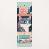 Kute Feminine Blue Cat en Roze Flowers Yogamat (Voorkant)