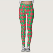 Kute festive red green candy canet gecontroleerd p leggings (Voorkant)