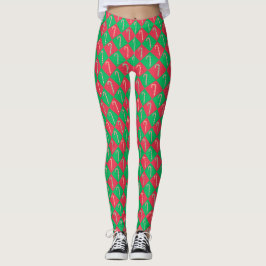 Kute festive red green candy canet gecontroleerd p leggings