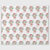 Kute Festive Reindeer Name Kerstmis Cadeaupapier (Vlak)