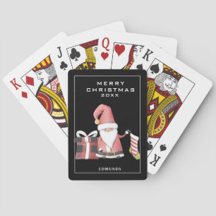 Kute Festive Santa Gnome in Red Pokerkaarten