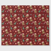 Kute Festive Santa Reindeer en Vrienden Kerstmis Cadeaupapier (Vlak)