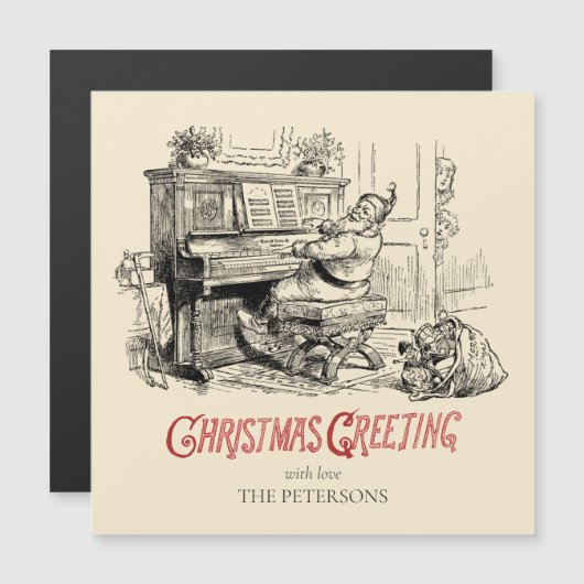 Kute Festive  Victoriaans Kerstman met Piano (Voorkant / Achterkant)
