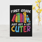 Kute First Grade School Teacher Kinder Squad Books Kaart (Gele Bloem)