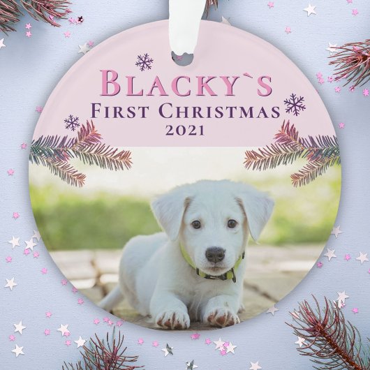 Kute first-kerstfoto Puppy Pink-kerstfoto Ornament