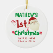 Kute First Kerstmis Baby Birth Stats Keramisch Ornament (Voorkant)