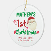 Kute First Kerstmis Baby Birth Stats Keramisch Ornament (Links)