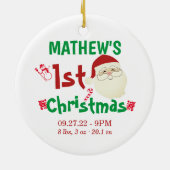 Kute First Kerstmis Baby Birth Stats Keramisch Ornament (Achterkant)