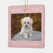 Kute first-Kerstmis foto foto's Pet Roze Keramisch Ornament (Links)