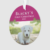 Kute first-kerstpuppy-kerstfoto ornament (voorkant)