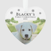 Kute first-kerstpuppy-kerstfoto ornament (voorkant)