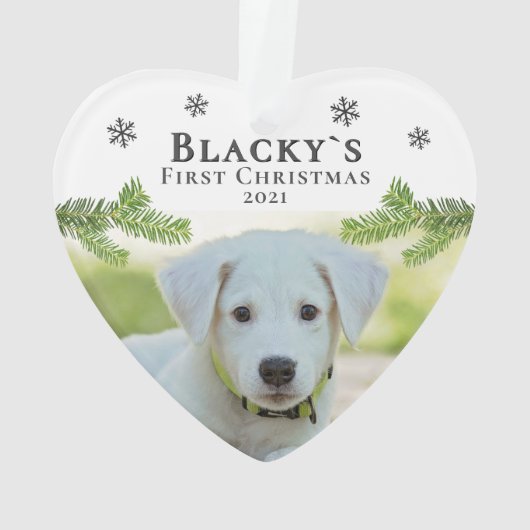 Kute first-kerstpuppy-kerstfoto ornament (achterkant)