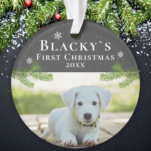 Kute first-kerstpuppy-kerstfoto ornament