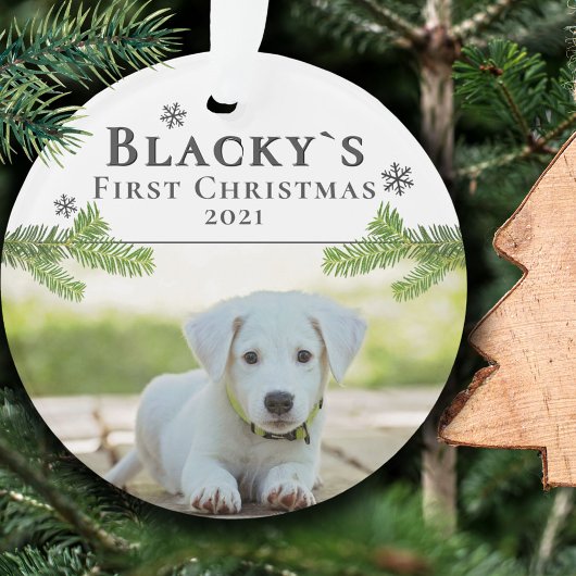 Kute first-kerstpuppy-kerstfoto ornament