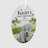 Kute first-kerstpuppy-kerstfoto ornament (voorkant)