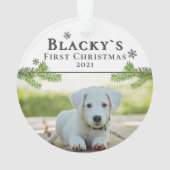 Kute first-kerstpuppy-kerstfoto ornament (achterkant)