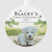 Kute first-kerstpuppy-kerstfoto ornament (voorkant)