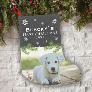 Kute first-kerstpuppy Photo Pine Snowflake Kleine Kerstsok
