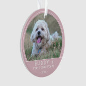 Kute first-kerstroze puppy dog foto ornament (voorkant)
