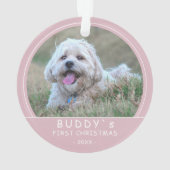 Kute first-kerstroze puppy dog foto ornament (achterkant)