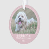 Kute first-kerstroze puppy dog foto ornament (voorkant)