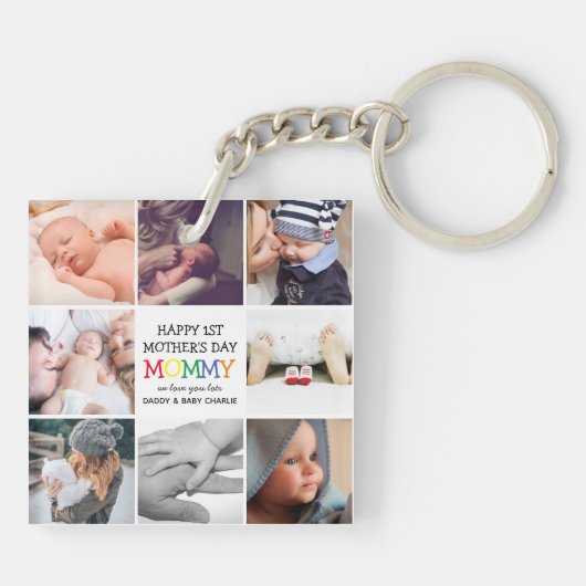 Kute First Moederdag Mama | Foto Collage Sleutelhanger (Achterkant)