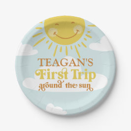 Kute first reis om de eerste zondag papieren bordje