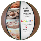 Kute First Vaderdag | Papa Foto Collage Basketbal (Verticaal)