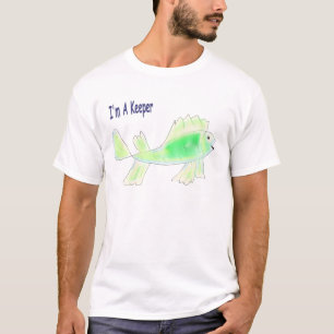 Kute fish met I'm a keeper text T-shirt