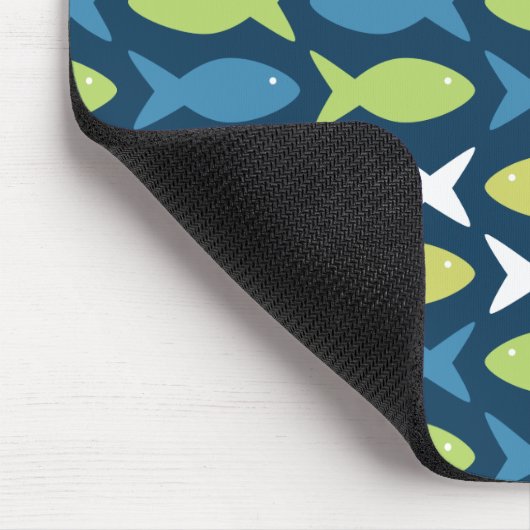 Kute Fish Pattern in Blue Green Yellow and White Muismat (Hoek)