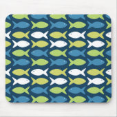 Kute Fish Pattern in Blue Green Yellow and White Muismat (Voorkant)
