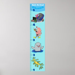 Kute fish zee creats cartoon growth chart poster