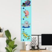 Kute fish zee creats cartoon growth chart poster (Thuiskantoor)