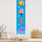 Kute fish zee creats cartoon growth chart poster (Keuken)