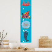 Kute fish zee creats cartoon growth chart poster (Keuken)