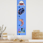 Kute fish zee creats cartoon growth chart poster (Keuken)