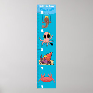 Kute fish zee creats cartoon growth chart poster