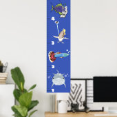 Kute fish zee creats cartoon growth chart poster (Thuiskantoor)