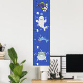 Kute fish zee creats cartoon growth chart poster (Thuiskantoor)